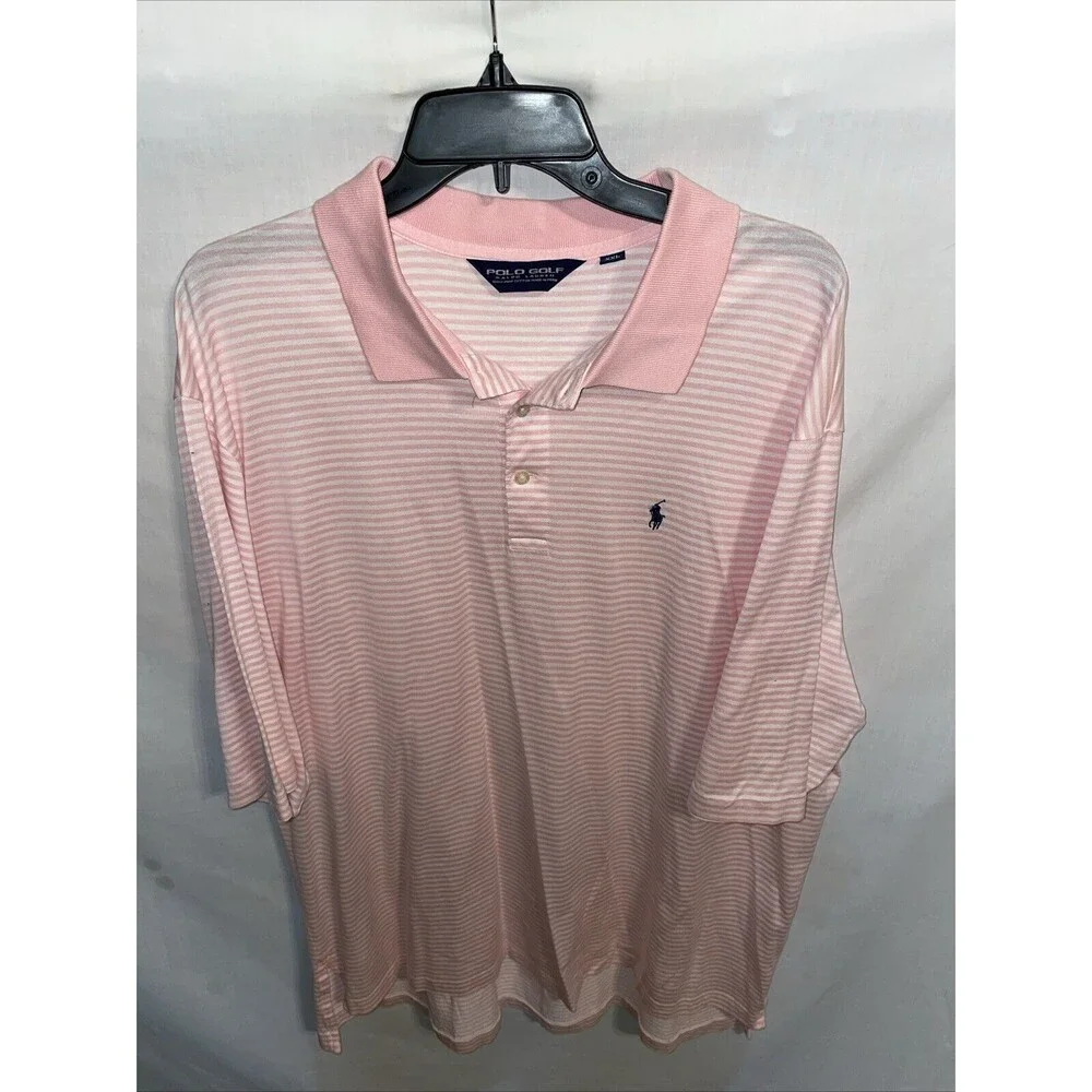 Polo Ralph Lauren Men’s Golf Shirt Size 2XL Pink Striped Athleisure Tennis